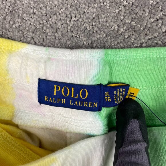 Polo Ralph Lauren Tie Dye Fleece Sweat Shorts Men's XL Pink Yellow Green Gym - Picture 6 of 13